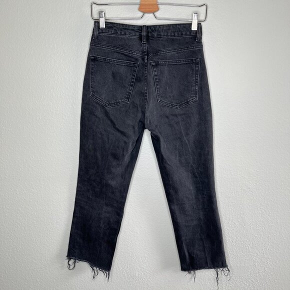 Topshop Womens Straight Leg High Waisted Black Denim Jeans Size 26 Frayed grunge - Picture 2 of 11